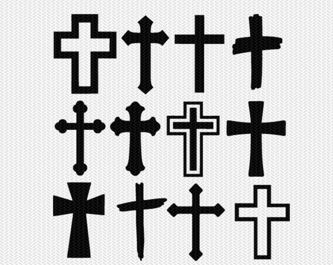 Download Cross Bundle Svg Dxf File Instant Download Stencil Silhouette Cameo Cricut Downloads Religious Christian Monogram Frame Commercial Use