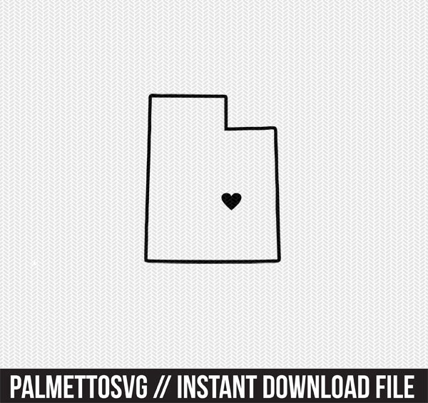Download Utah Outline Heart Svg Dxf File Stencil Silhouette Cameo Cricut Clip Art Commercial Use