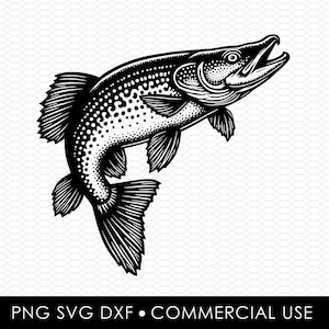 northern pike svg dxf png, laser cut file, sublimation design, svg cut file, laser burn, sublimation png, laser engraving, cricut download