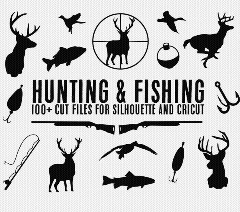 Download Hunting deer duck fishing bundle silhouette svg dxf file | Etsy