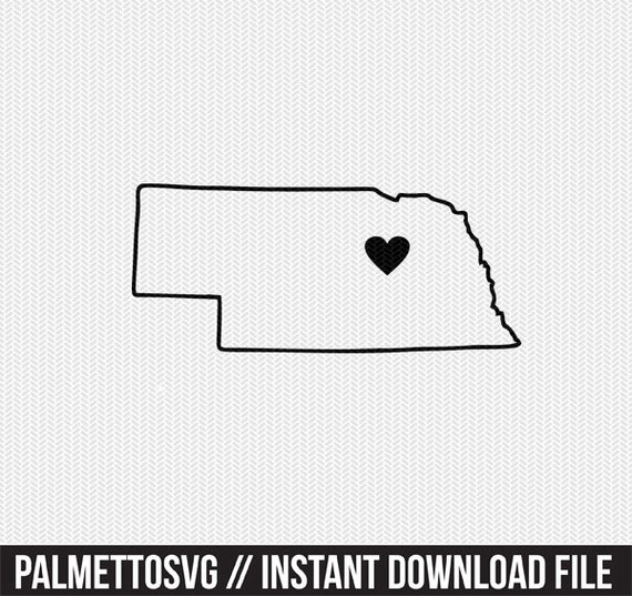 Nebraska Outline Heart Svg Dxf File Stencil Silhouette Cameo Etsy