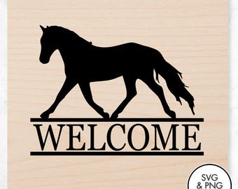 Horse Welcome PNG SVG Files, Laser Engraving Files, Laser Burning, Laser Ready, Laser Cut File, Laser Burn PNG, Glowforge, Cricut