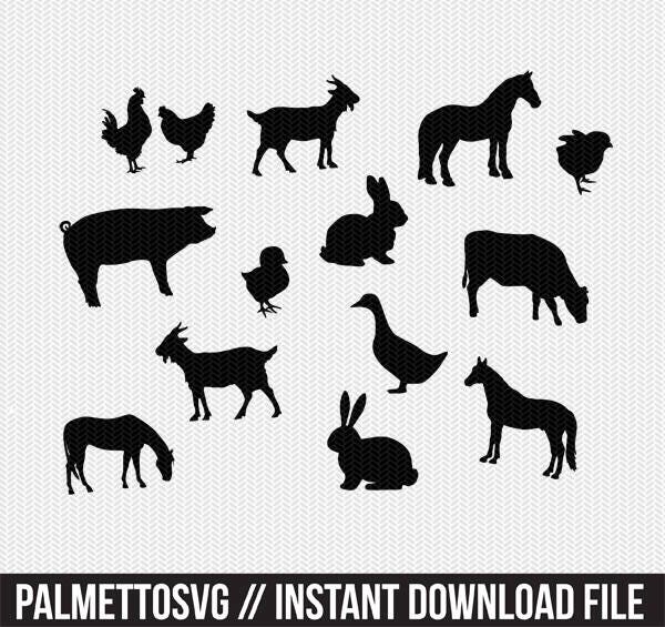 Download farm animals horse cow pig goat duck rabbit svg dxf file ...