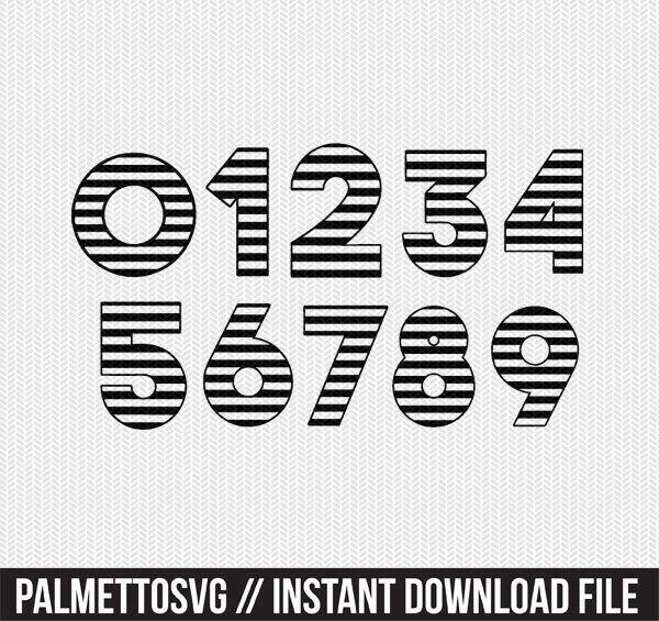 Download Stripe Numbers Numbers 0 9 Svg Dxf File Instant Download Silhouette Cameo Cricut Downloads Clip Art Commercial Use