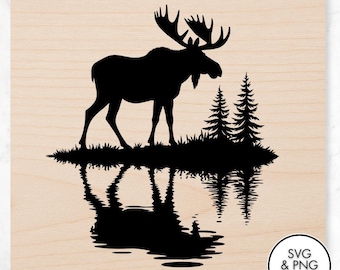 File PNG e SVG di alci, file per incisione laser, bruciatura laser, pronti per il taglio laser, file per taglio laser, PNG per incisione laser, Glowforge, Cricut