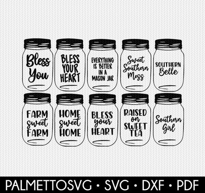 Download Mason Jar Set Svg Dxf File Stencil Silhouette Cameo Cricut Clip Art Commercial Use Cricut Downloads Visual Arts Craft Supplies Tools Kromasol Com