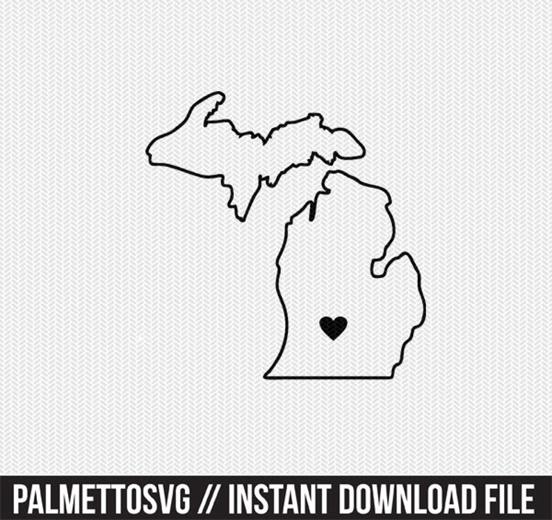 Download Michigan outline heart svg dxf file stencil silhouette ...