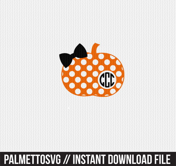 Download Pumpkin Polka Dot Pattern Monogram Frame Svg Dxf File Instant Download Stencil Silhouette Cameo Cricut Clip Art Commercial Use