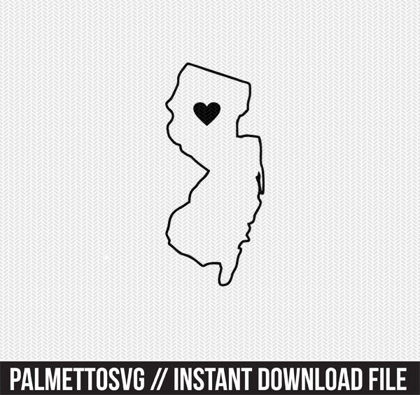 Download New Jersey Heart Svg Dxf Cut File Stencil Silhouette Cameo Cricut Download Clip Art Commercial Use Sculpting Forming Craft Supplies Tools