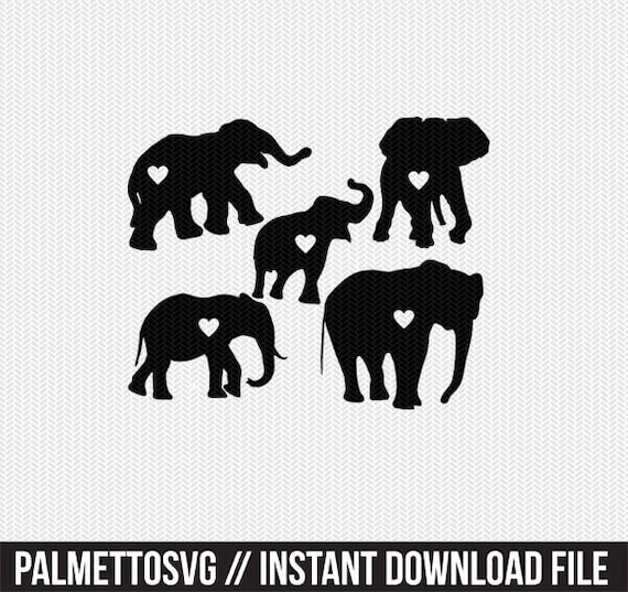 Elephant Heart Svg Dxf Jpeg Png File Stencil Monogram Frame Etsy