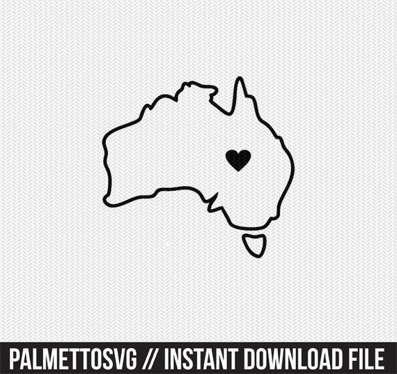 Australia Outline Heart Svg Dxf File Stencil Monogram Frame Etsy