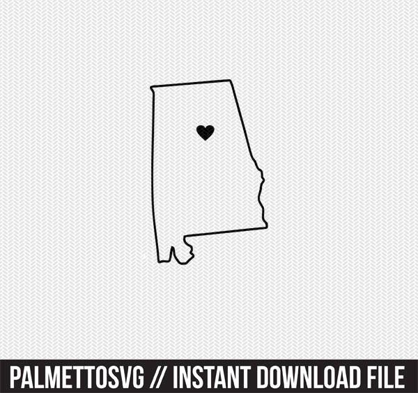 Download Alabama Outline Heart Svg Dxf File Stencil Monogram Frame Silhouette Cameo Cricut Clip Art Commercial Use