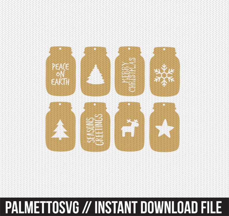 Download Mason jar christmas gift tags svg dxf jpeg png file stencil | Etsy
