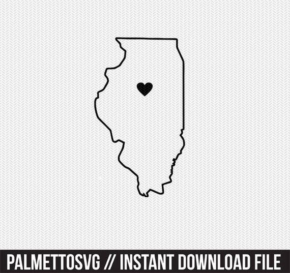 Download Illinois state outline heart svg dxf file stencil monogram ...