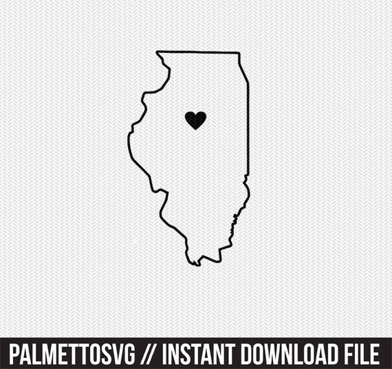 Download Illinois State Outline Heart Svg Dxf File Stencil Monogram Etsy