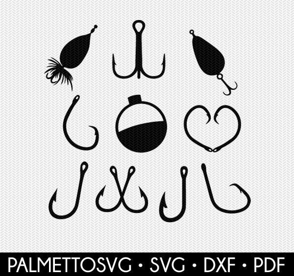 Download fishing hook set svg dxf file instant download silhouette ...