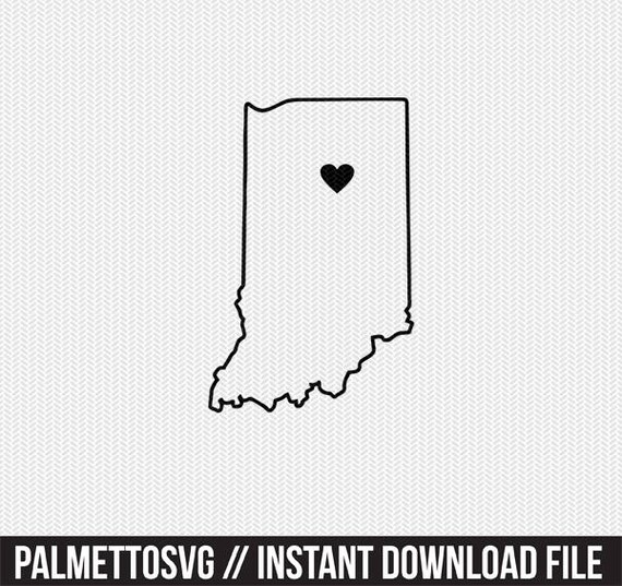 Download Indiana State Outline Heart Svg Dxf File Stencil Monogram Frame Silhouette Cameo Cricut Clip Art Commercial