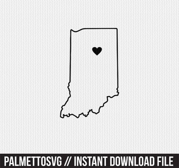 Download Indiana State Outline Heart Svg Dxf File Stencil Monogram Etsy