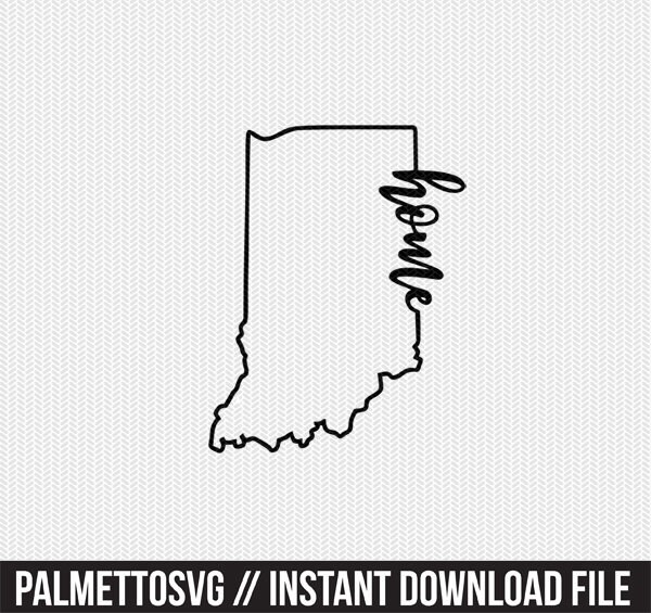 Silhouette Indiana Map Svg Cuttable Hand Lettered SVG ...