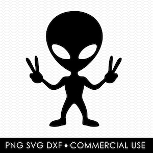 signo de paz alienígena svg png, alien svg, alien png, diseños svg, diseños cortados con láser, diseños cricut, clip art, archivo dxf, uso comercial
