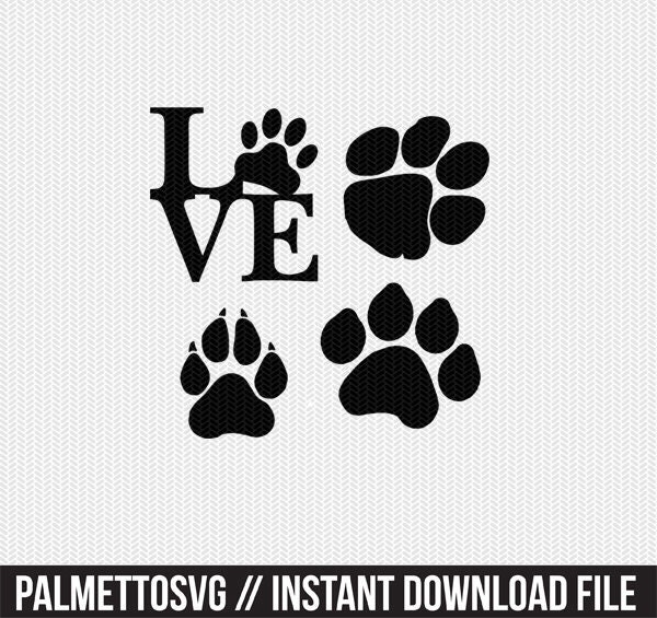 Download Paw Prints Silhouette Stencil Svg Dxf File Instant Download Etsy