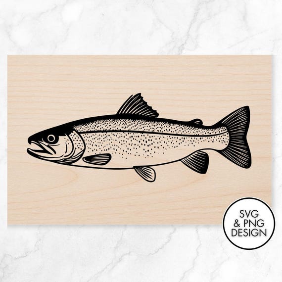 Trout PNG SVG Files, Laser Engraving Files, Laser Burning, Laser Ready, Laser Cut File, Laser Burn PNG, Glowforge, Cricut