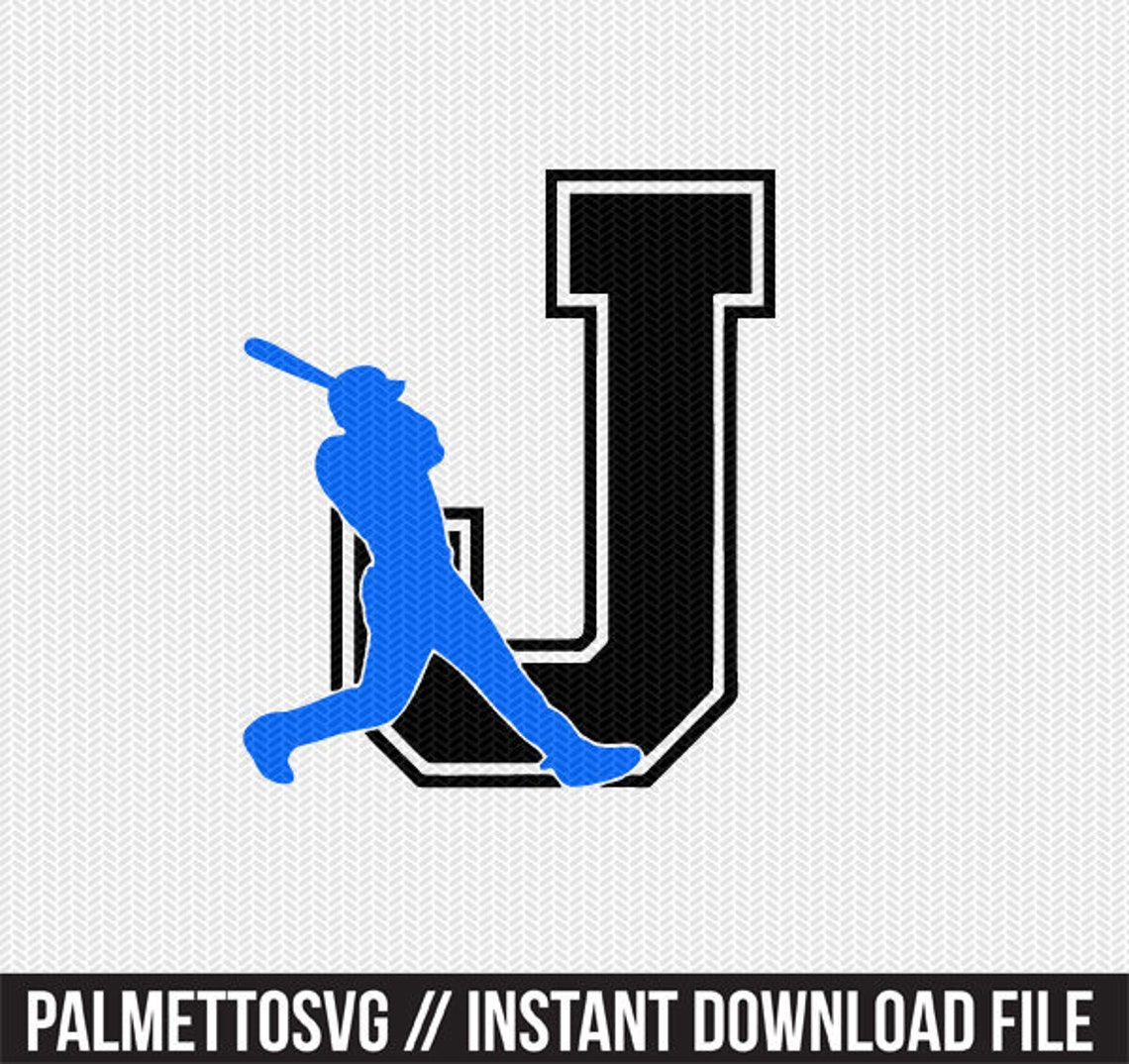Baseball J decal monogram silhouette stencil svg dxf file Etsy