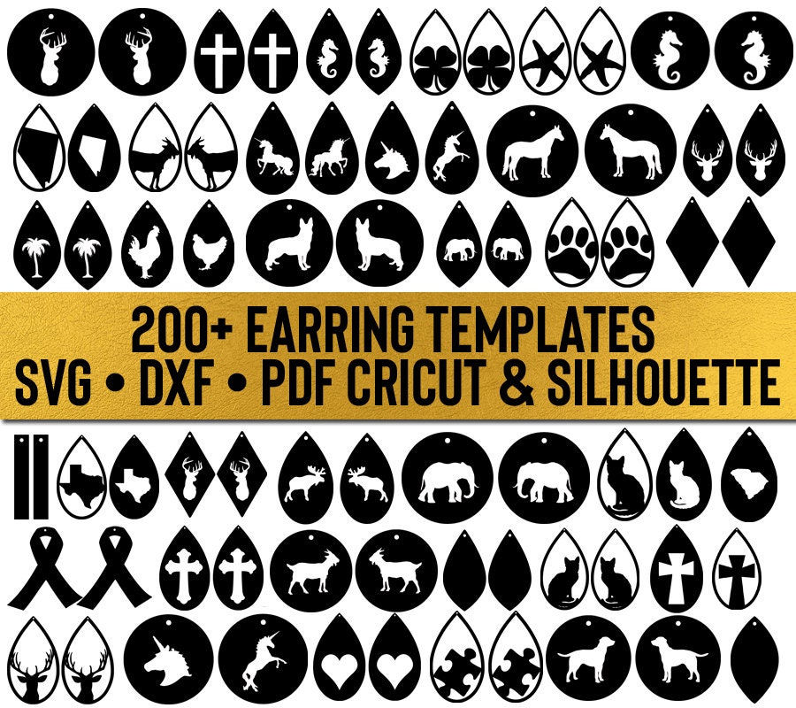 Earring Templates Bundle All Files In My Shop Svg Dxf File Instant Download Silhouette Cameo Cricut Downloads Clip Art Commercial Use