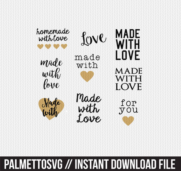 Download Made With Love Svg Dxf Jpeg Png File Stencil Monogram Frame Silhouette Cameo Cricut Clip Art Commercial Use