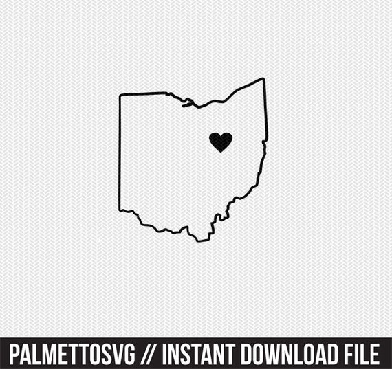 Download Ohio Outline Heart Svg Dxf File Stencil Silhouette Cameo Etsy