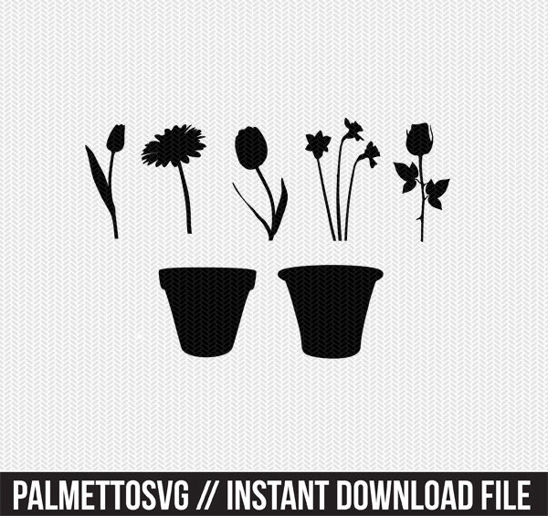 flowers spring summer gardening svg dxf file stencil ...