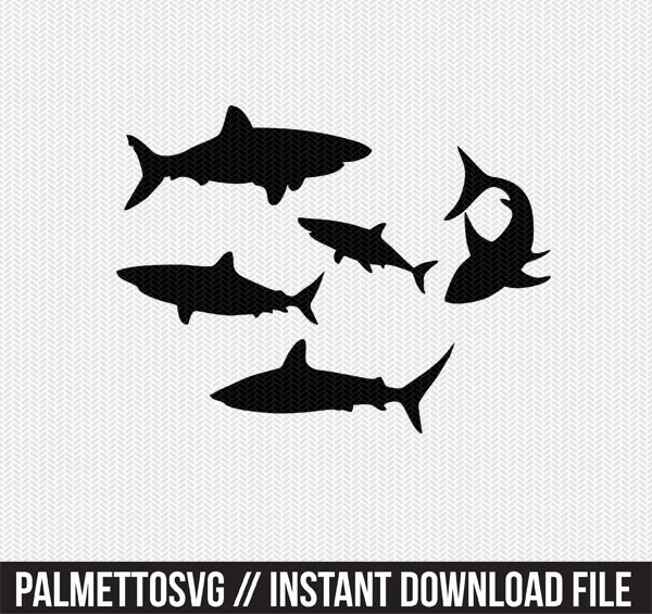 Download Sharks Stencil Svg Dxf File Instant Download Monogram Frame Silhouette Cameo Cricut Clip Art Commercial Use