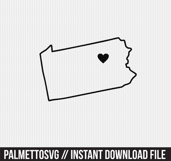 Pennsylvania Outline Heart Svg Dxf File Stencil Silhouette Cameo Cricut Clip Art Commercial Use Pennsylvania Outline Heart Svg Dxf File Stencil Silhouette Cameo Cricut Clip Art Commercial Use