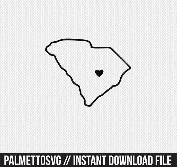 Download South Carolina Outline Heart Svg Dxf File Stencil Silhouette Cameo Cricut Clip Art Commercial Use