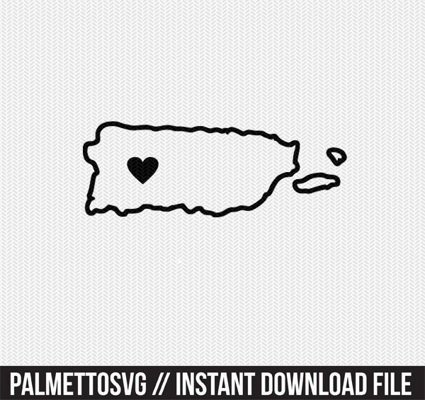 Download Puerto Rico Outline Heart Svg Dxf File Stencil Monogram Frame Silhouette Cameo Cricut Download Clip Art Commercial Use