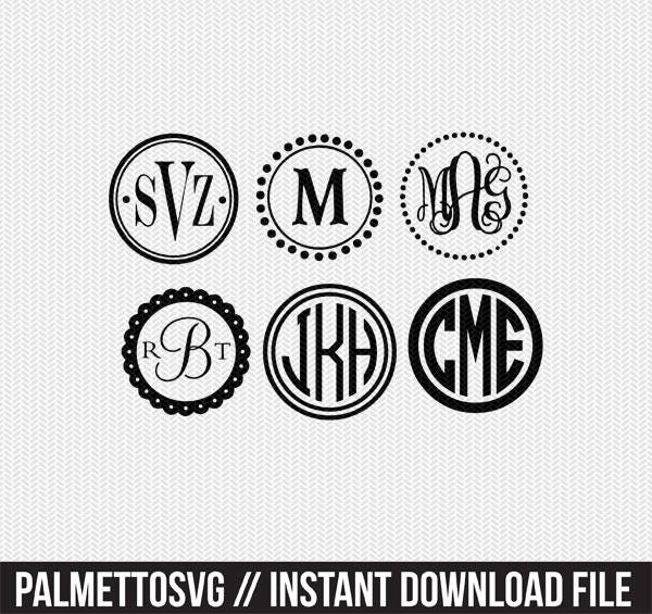 Download circle monogram frames with 10 monograms svg dxf file ...