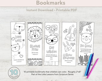10 Printable Bible Verse Bookmarks for Kids | Scripture Verse Coloring for Children | Color Yourself Bookmarks for Kids