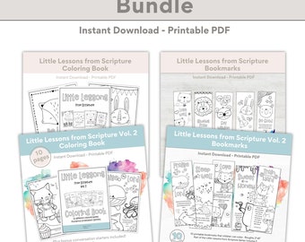 Bible-themed Coloring Pages and Scripture Coloring Bookmarks for Children Bundle, Printable Christian Coloring Pages for Kids,