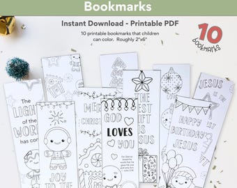 Gingerbread Christmas Coloring Bookmarks for Kids; Christian Printable Bookmarks To Color, Color Your Own Bookmark, Christmas Party Activity