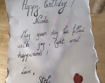 Hand written personalised birthday card