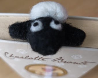 Sheep felt bookmark, gift for readers