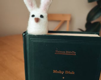 Rabbit felt bookmark, gift for readers