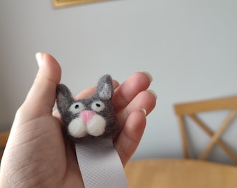 Cat felt bookmark, gift for readers