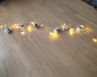 Felt sheep fairy lights. Sheep garland. children room decoration.