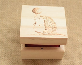 Wood Burned Hedgehog Needle Box: Sewing Pincushion