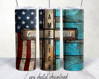Gud välsigne Amerika - 20oz sublimeringstumblerdesign - PNG digital nedladdning