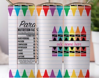 Para Professional Nutrition Facts Special Education 20oz Sublimation Tumbler Design - PNG Digital Download