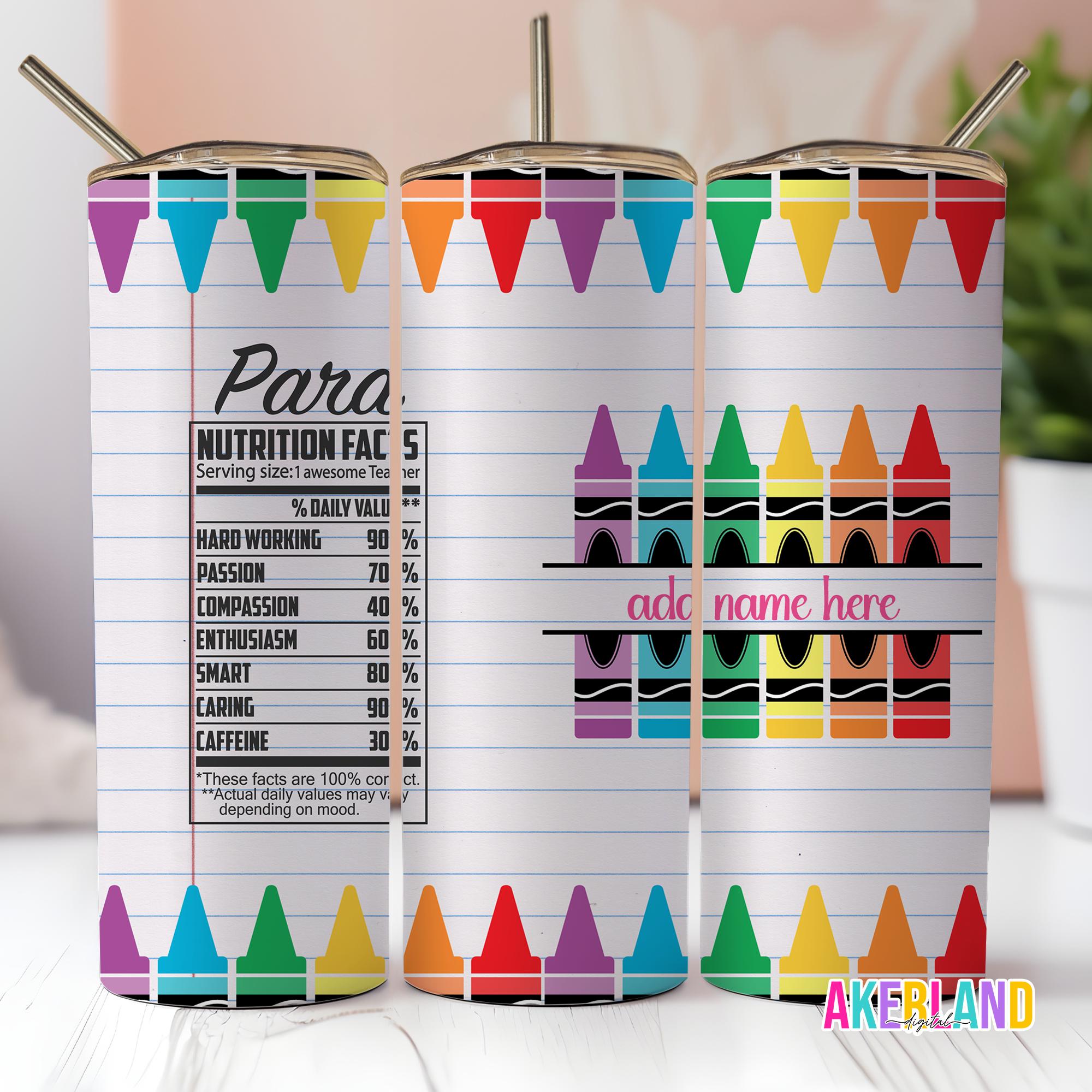Para Professionelle Ernährung Facts Spezielle Bildung 20 Unzen Sublimationsbecher Design - PNG Digital Download