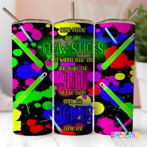 Glow Stick Neon 20oz Sublimation Tumbler Design - PNG Digital Download