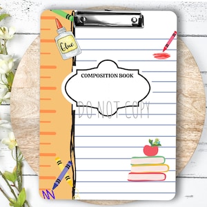 Yellow Composition Clipboard Sublimation PNG Design | 9.1W by 12.6H | 300 dpi | PNG Digital Download
